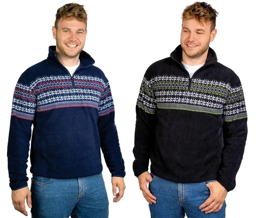 "Stand-up collar fleece shirt, navy, size XL image"