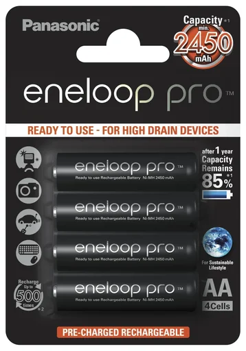"Eneloop Pro Micro (AA) NiMH batteries - 930 mAh, 4 pieces image"