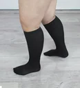 Travel support stockings for strong calves, black, size 42-44, double pack
