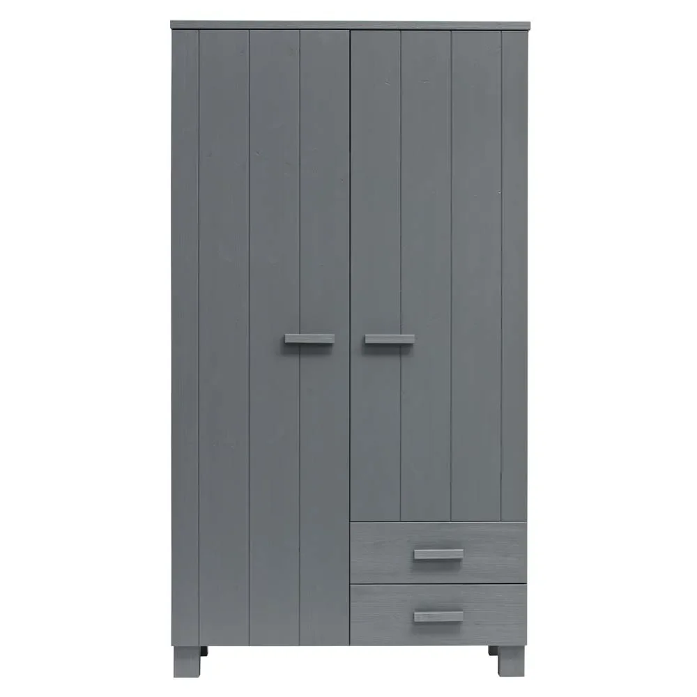 "WOOOD Armoire 2 portes tiroirs Dennis gris acier image"