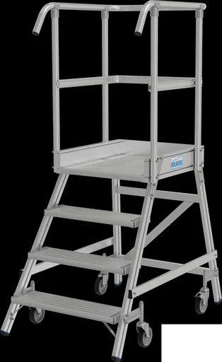 "Platform ladder 4 aluminum steps one-sided, mobile image"