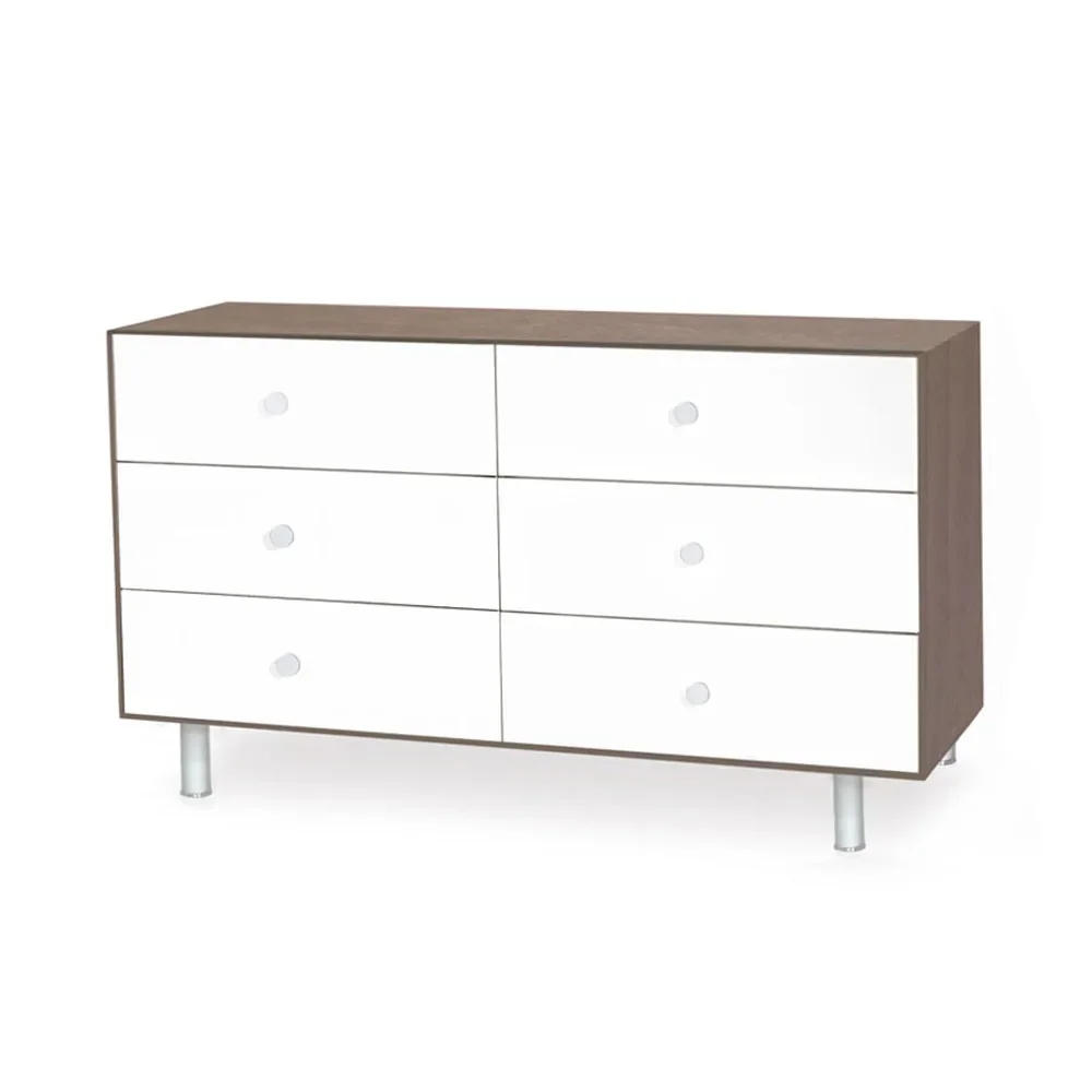 "Oeuf Commode Merlin 6 tiroirs blanc/noyer Pieds Classic image"