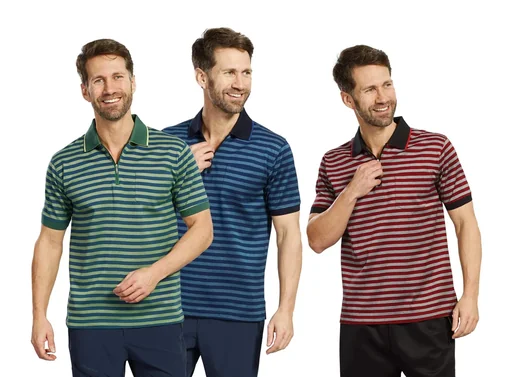 "Polo shirt, color red/black striped, size L image"