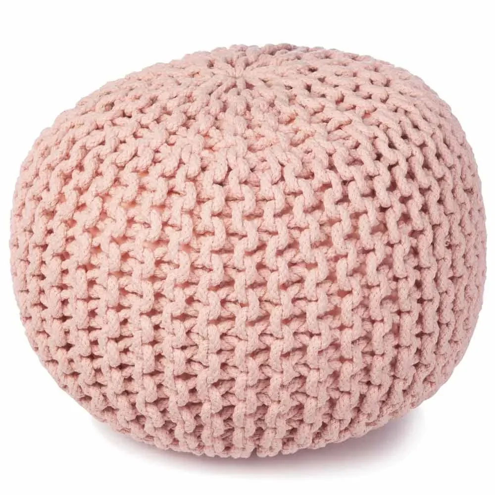 Kidsdepot Pouf en tricot "Bundy" aspect crochet rose