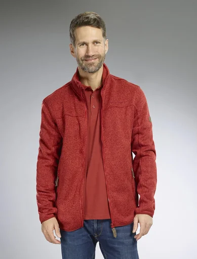 "Cardigan with zipper, color red/melange, size 3XL image"