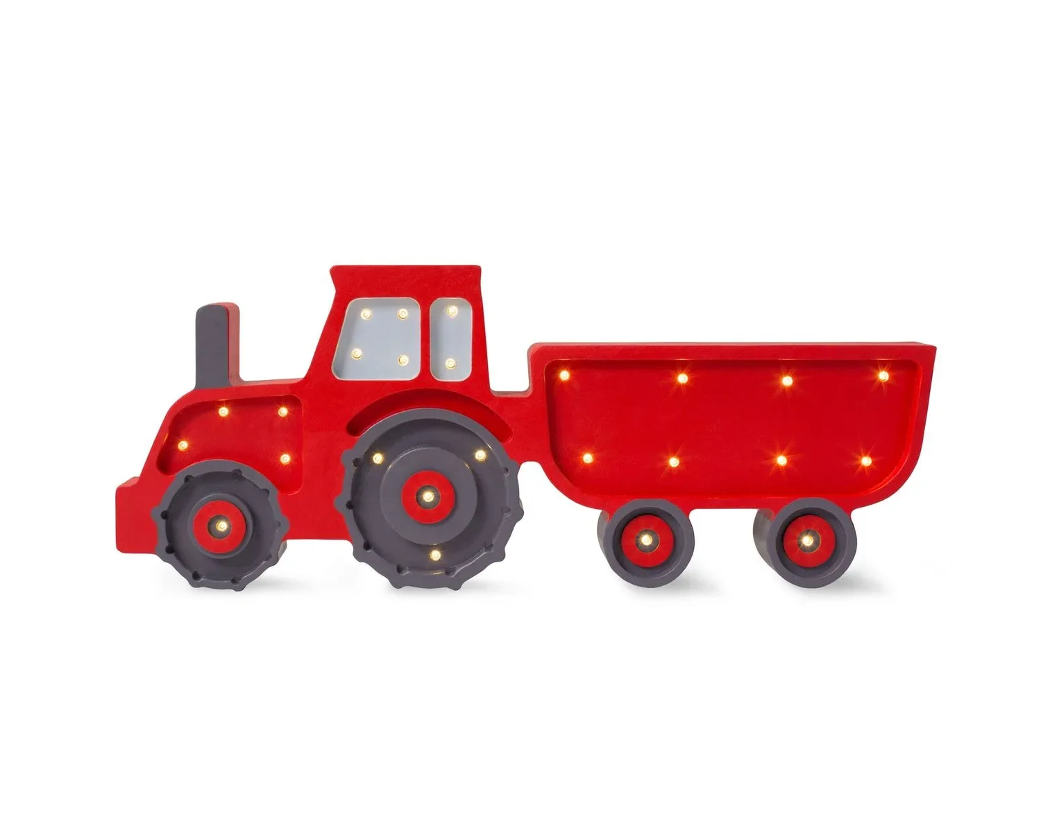 "Little Lights Veilleuse pour enfants Tracteur - 100% pin naturel, rouge image"