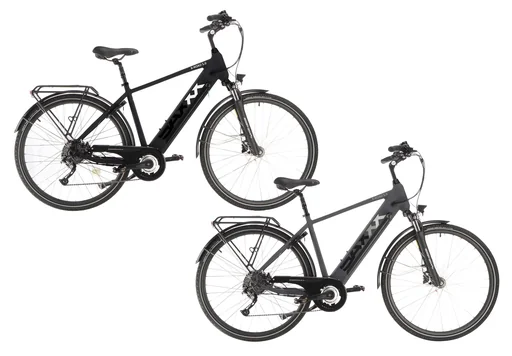 "Men's Trekking E-Bike, 28 inches, frame height 50 cm, 9-speed derailleur, black, Kempten image"