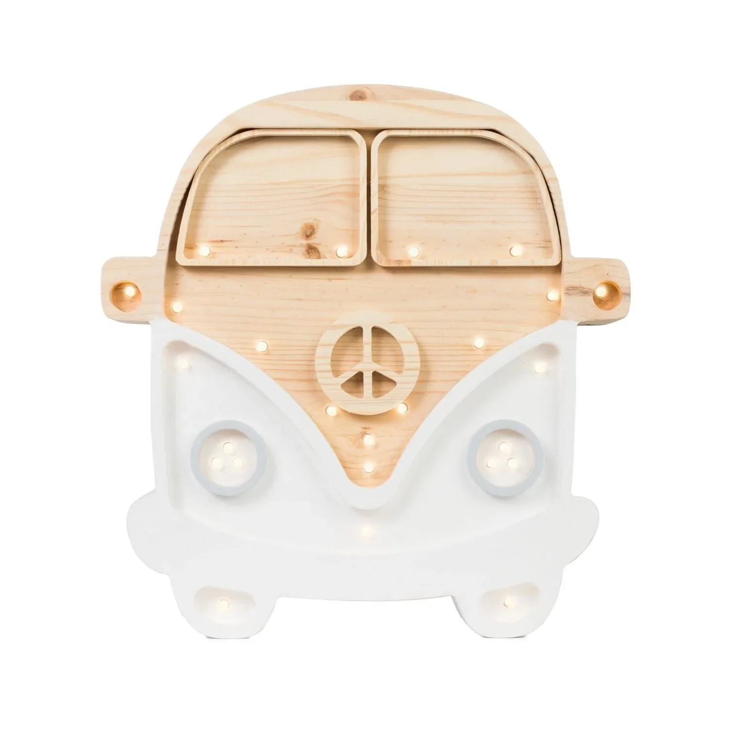 "Little Lights Veilleuse pour enfants, Lampe de nuit pour camping-car - 100% pin naturel, Couleur: Blanc/Bois image"