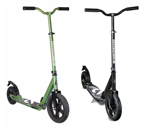 "Aluminum scooter with pneumatic tires and suspension, 300/205 mm, ABEC 7, height adjustable, black image"