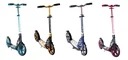 Aluminum scooter with folding mechanism and stand, 230/215 mm, ABEC 7, height adjustable, red