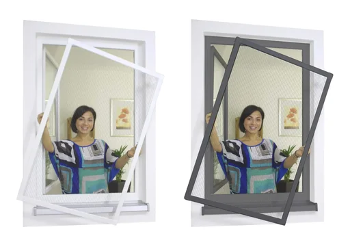 "Premium insect screen frame set for windows 100 x 120 cm, white image"