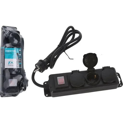 "Outdoor power strip 3-way black image"