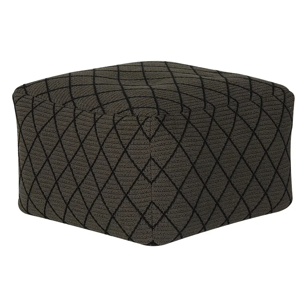 "Quax Tabouret / Pouff motif losange taupe noir image"