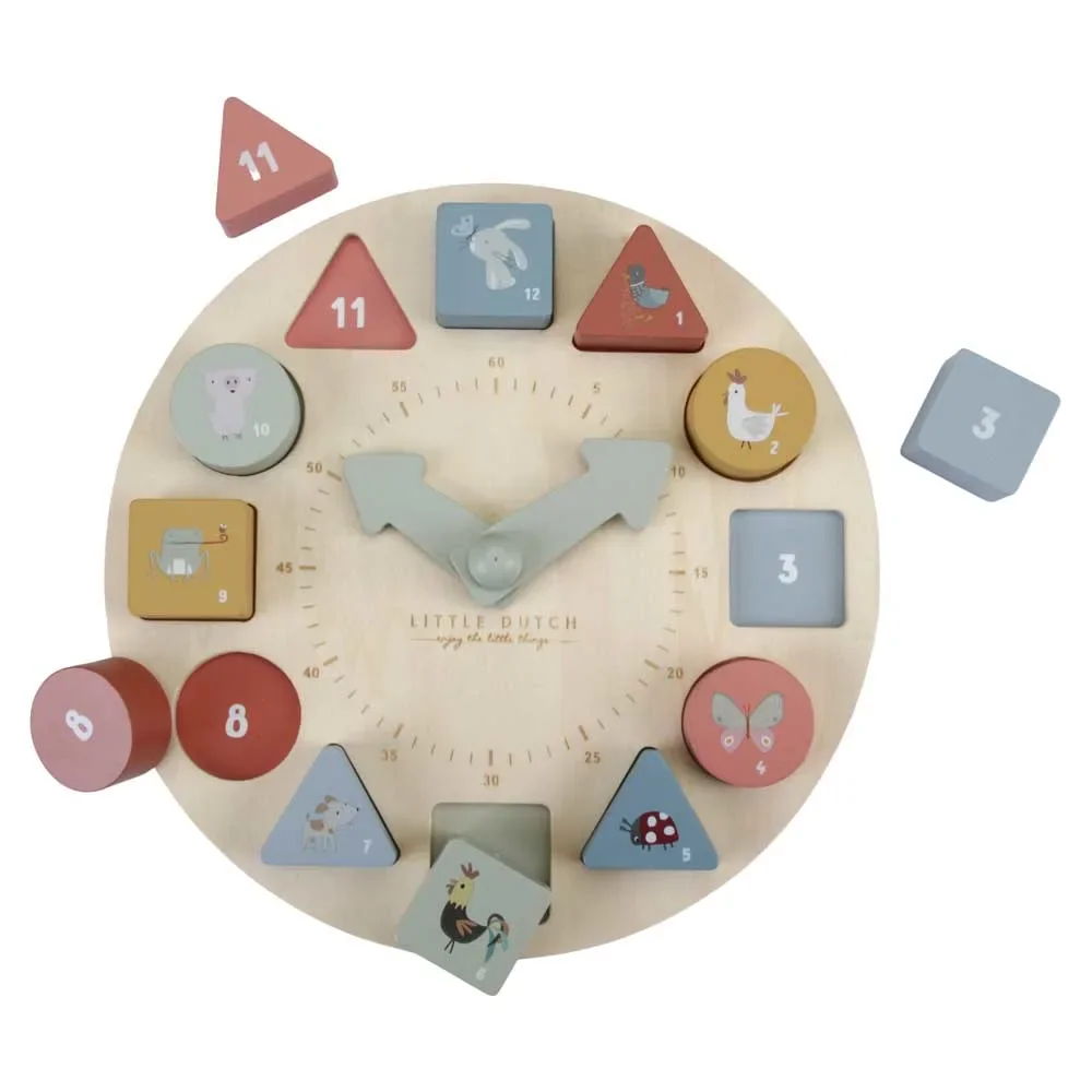 "Little Dutch Puzzle horloge animaux bois image"