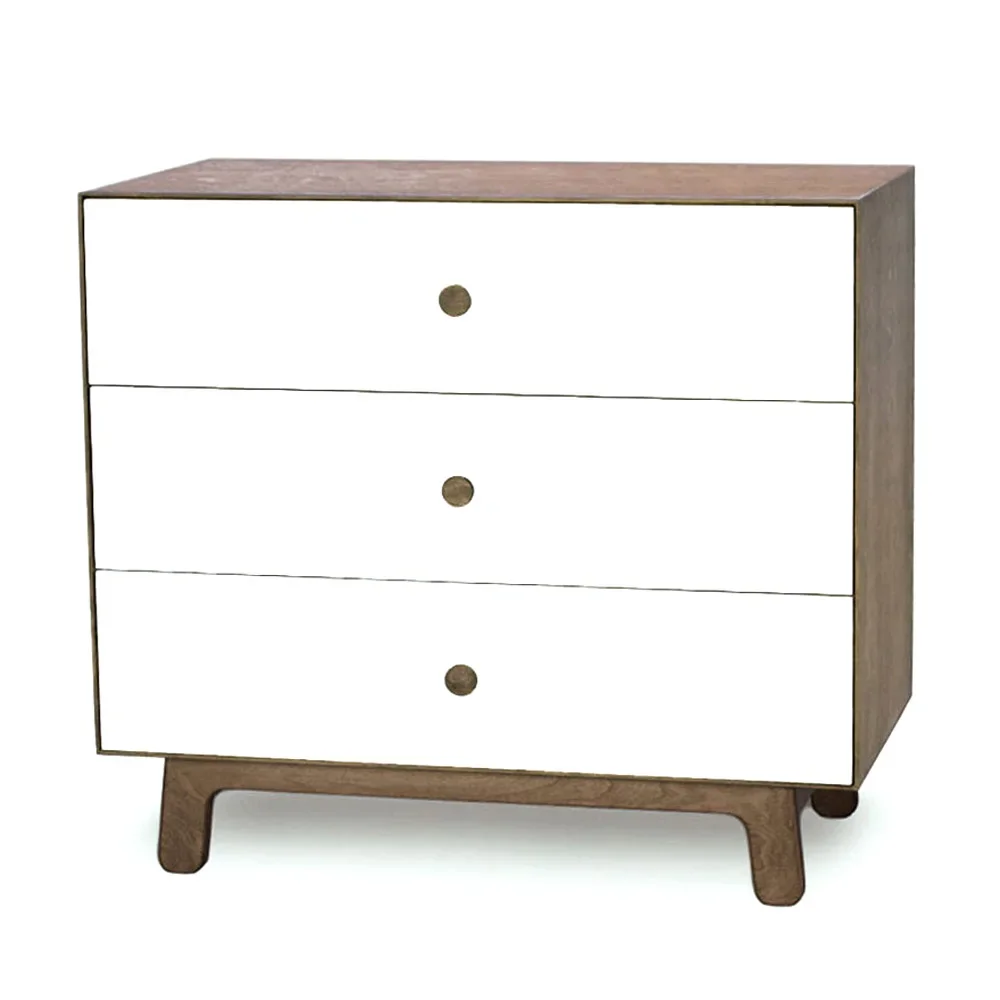 "Oeuf Commode Merlin 3 tiroirs blanc/noyer pieds Sparrow, Couleur des pieds: bouleau image"
