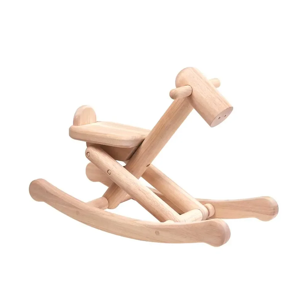 "Plan Toys Cheval à bascule pliable bois naturel image"