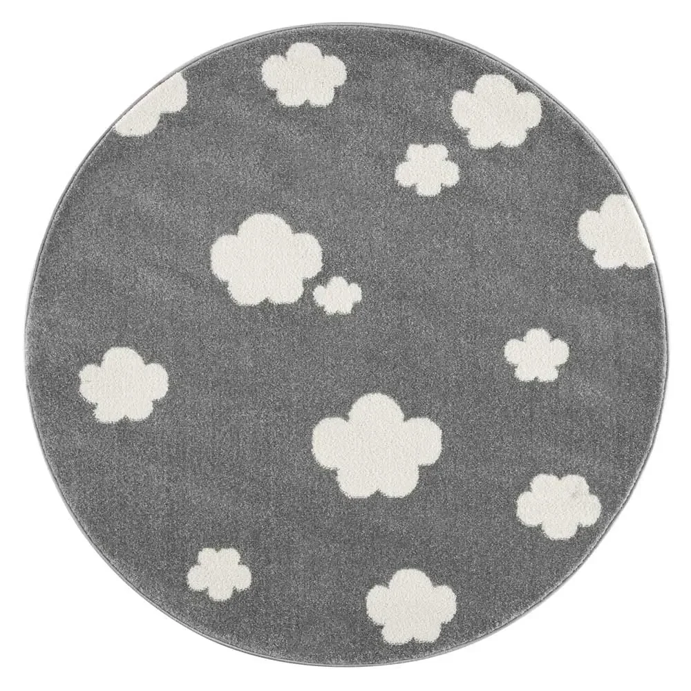 "Livone Tapis rond nuages gris image"