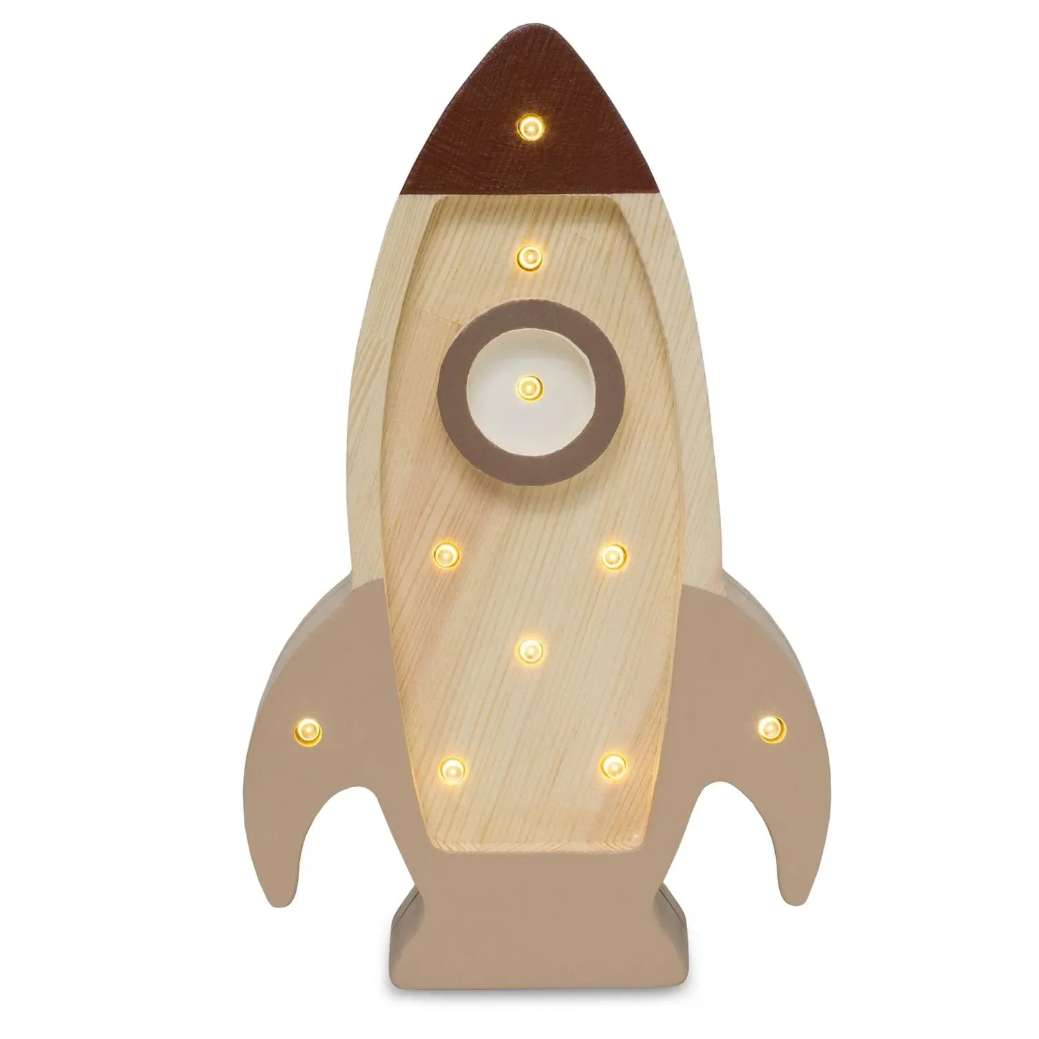 "Little Lights Veilleuse pour enfants, Mini vaisseau-fusée – 100 % pin naturel, couleur Cappuccino image"