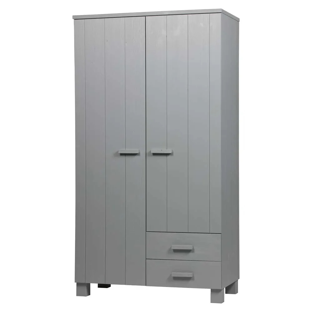 "WOOOD Armoire 2 portes tiroirs Dennis gris béton image"