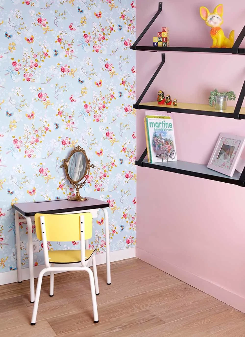 "Gambettes table enfant/bureau Régine vert bleu image"