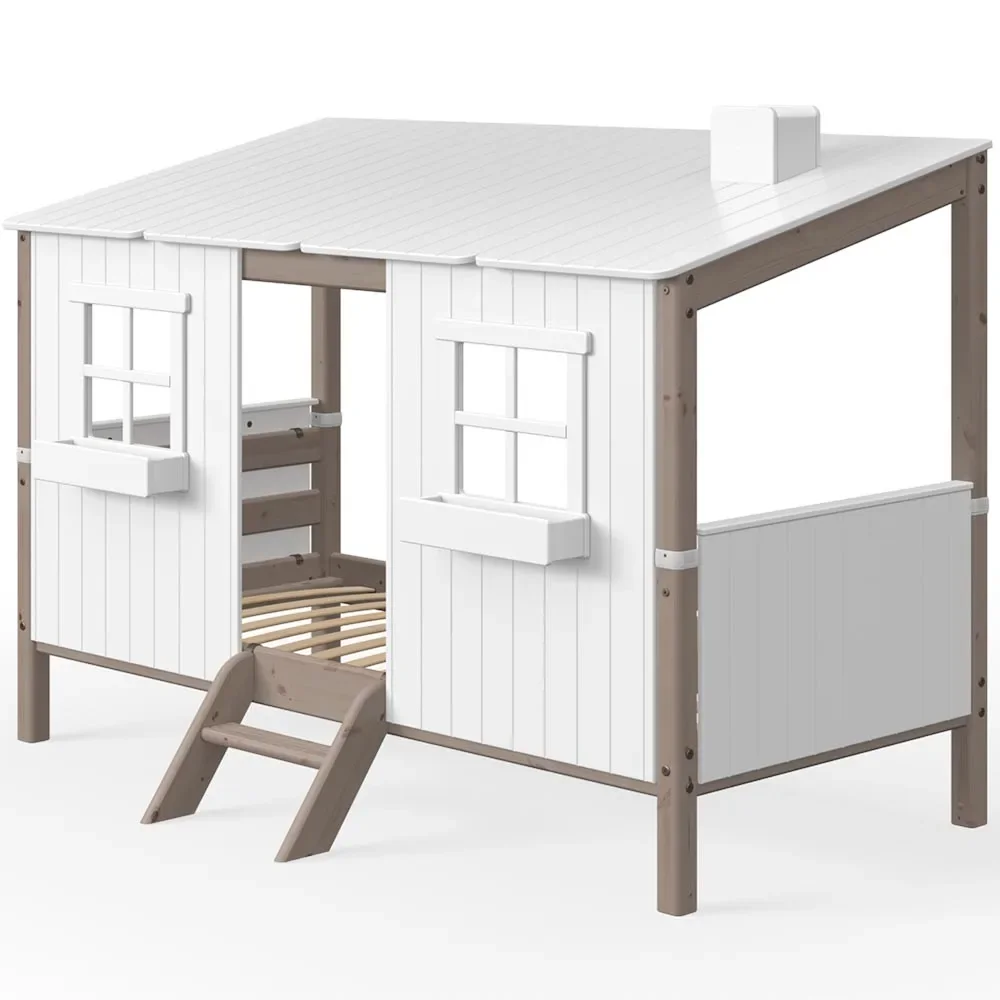 "Flexa lit simple maison blanc marron image"