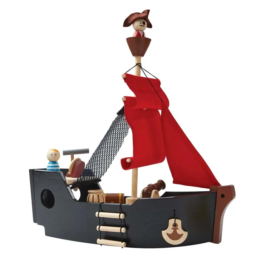 "Plan Toys Jouet bateau pirate bois noir image"