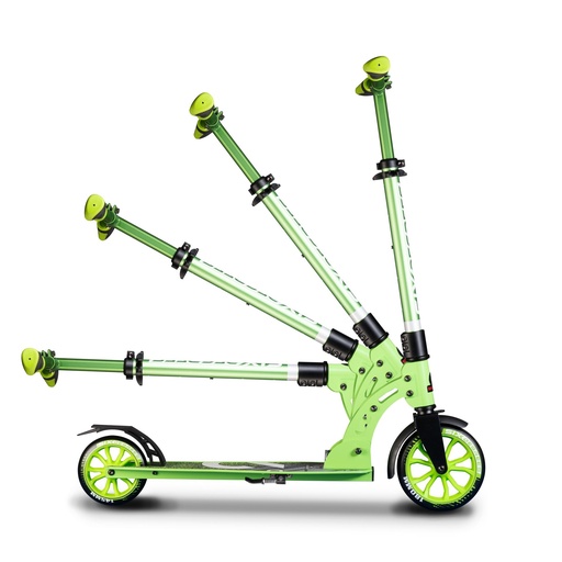 "SIX DEGREES Trottinette Aluminium Junior avec mécanisme pliant et support, 180/145 mm, réglable en hauteur, certifiée GS, vert image"