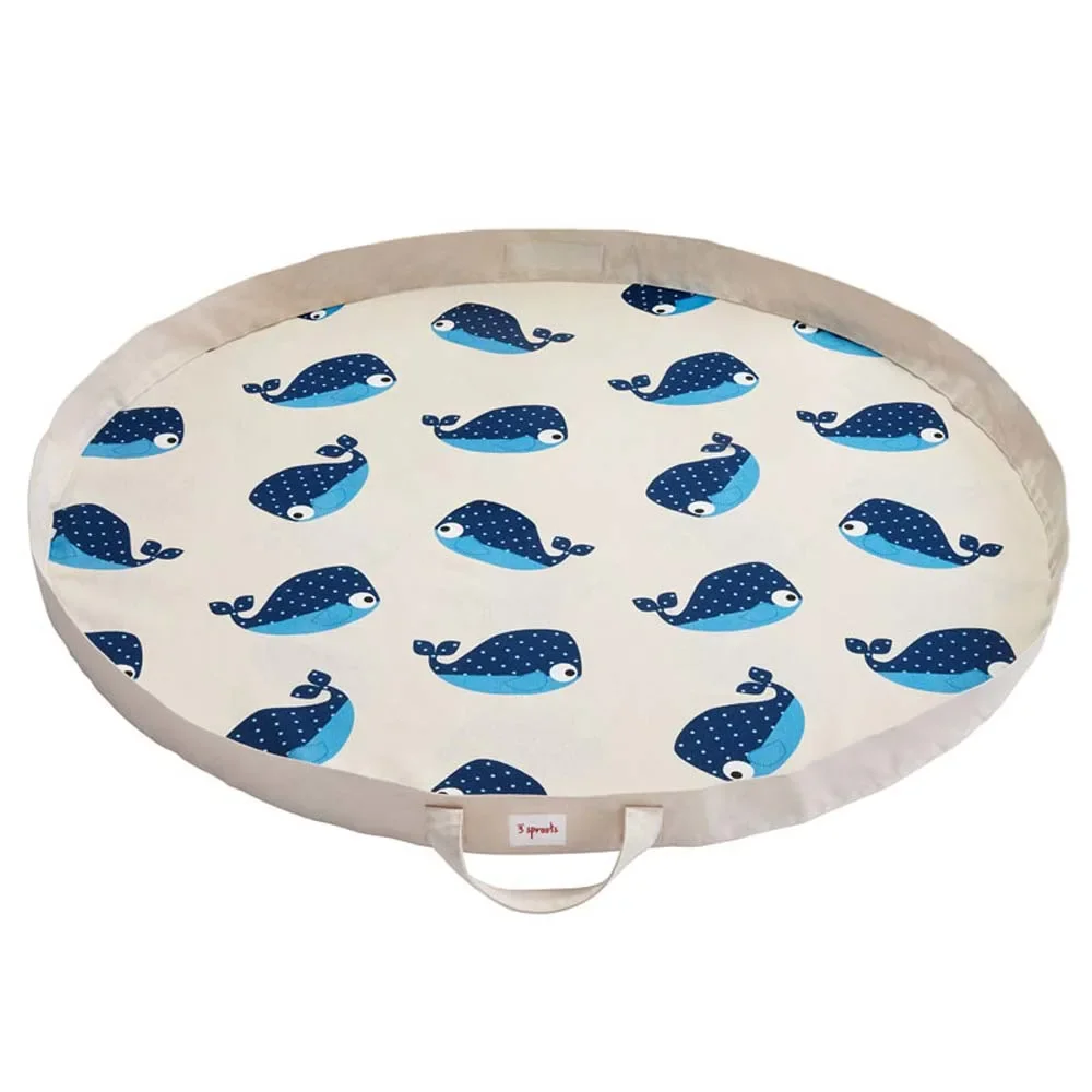 "3 Sprouts Tapis de jeu / sac à jouets baleine bleu image"