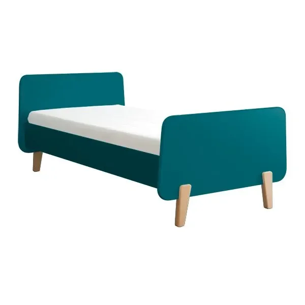 "Laurette Lit enfant "MM" avec pieds en bois 90 x 190, Couleur: Bleu Canard image"