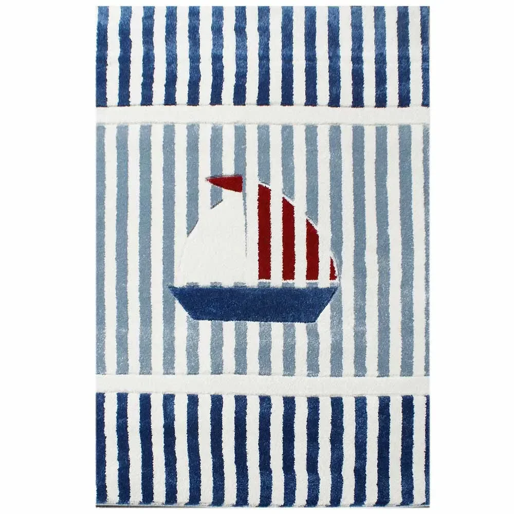 "Livone tapis enfant voilier bleu rouge blanc, Taille: 160 x 230 cm image"