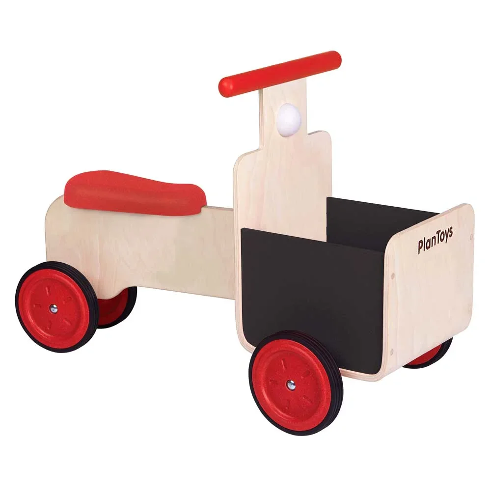 "Plan Toys voiture à glisser avec panier de livraison bois image"