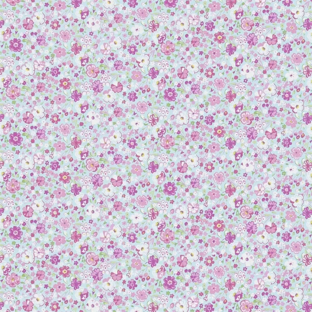 "Little Sanderson Abracazoo tissu à motifs prairie fleurie bleu clair violet vert image"