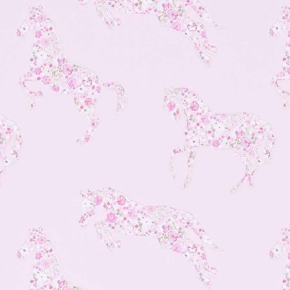 "Little Sanderson Abracazoo papier peint fleurs chevaux rose image"
