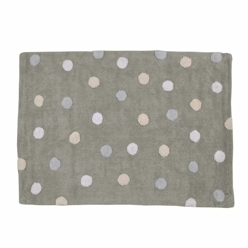 "Lorena Canals tapis coton lavable points colorés gris bleu image"