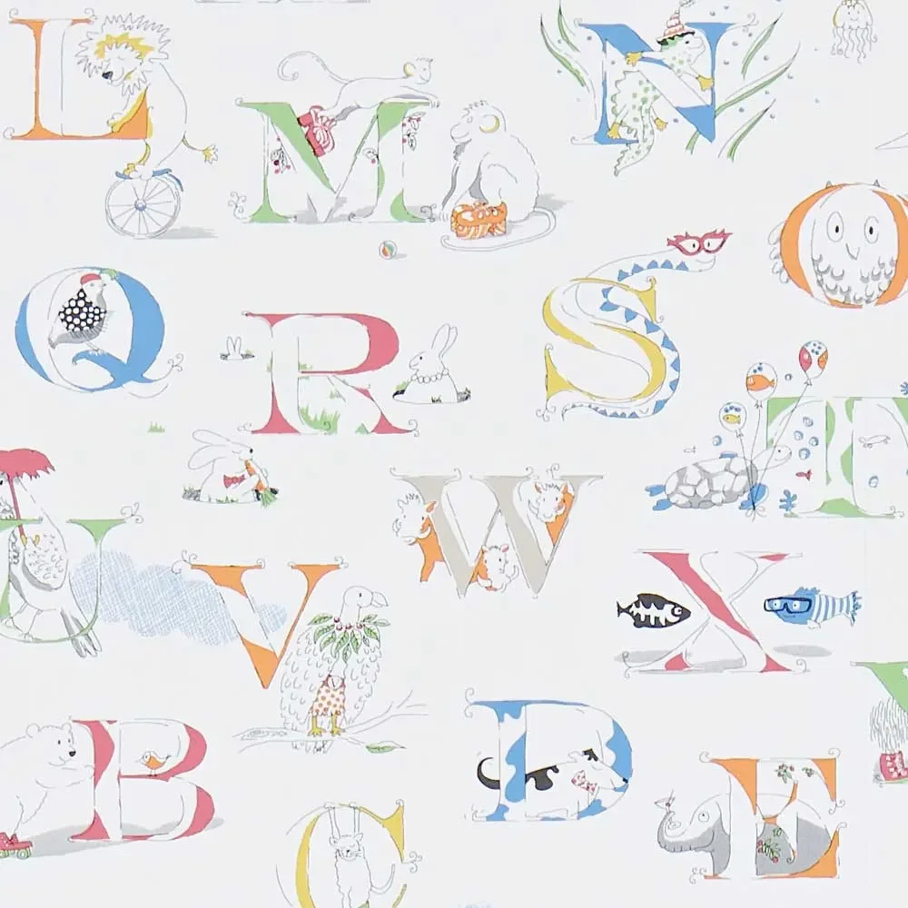 "Little Sanderson Abracazoo papier peint alphabet crème arc-en-ciel image"