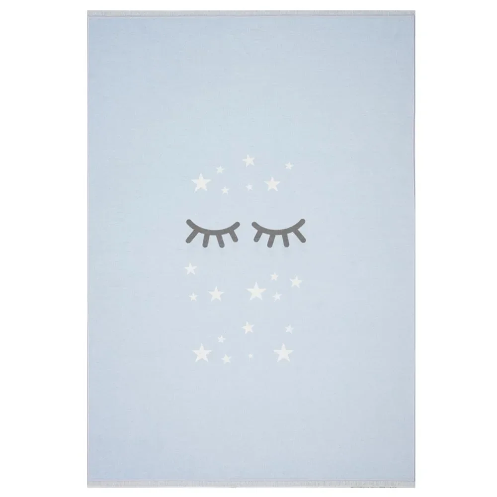 "Livone tapis enfant lavable yeux dormants bleu, Taille de tapis: 140 x 190 cm image"