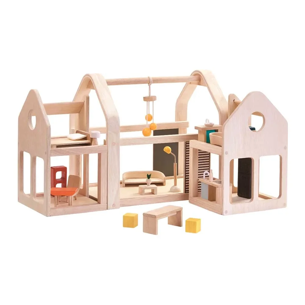 "Plan Toys Maison de poupées à emporter bois naturel image"