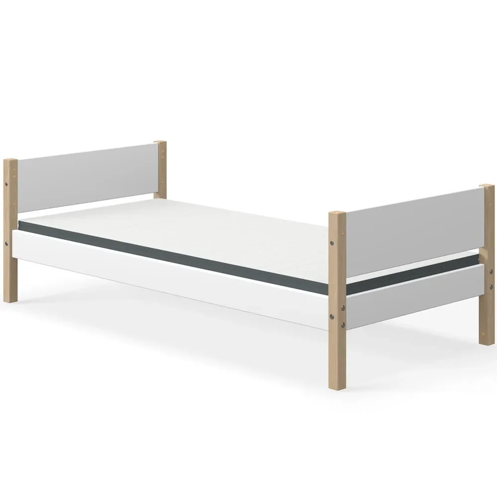 "Flexa Nor lit simple blanc / chêne image"