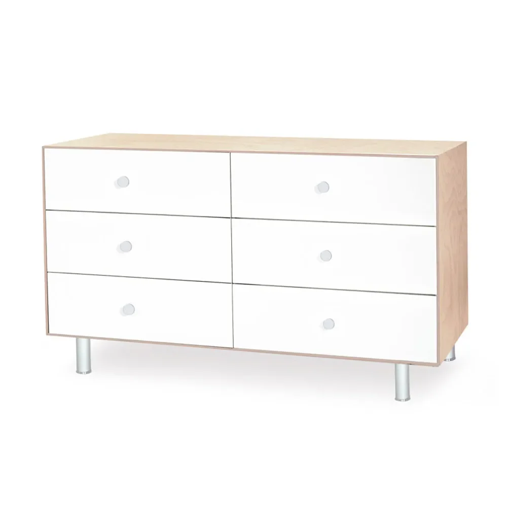 Oeuf Commode Merlin 6 tiroirs blanc/bouleau Pieds Classic