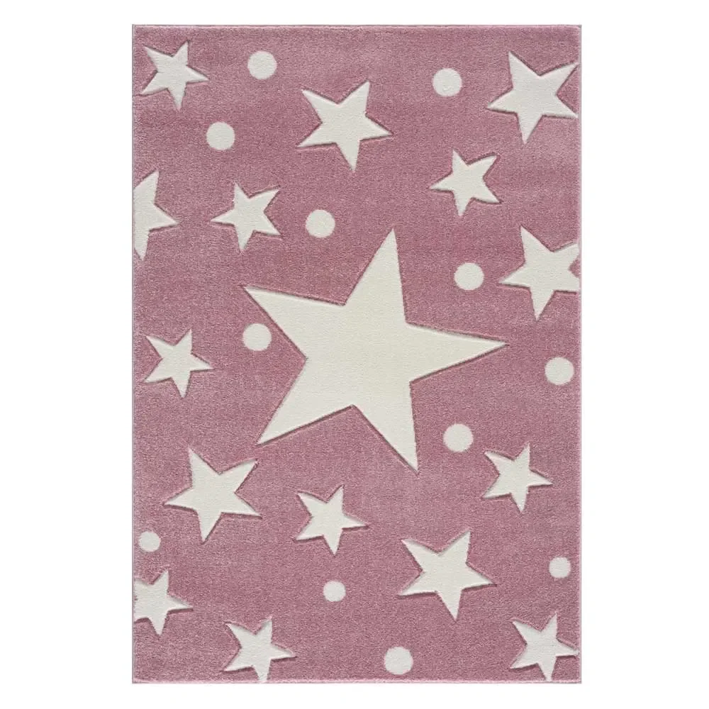 "Livone Tapis Estrella étoile & confetti rose, Taille de tapis: 120 x 180 cm image"