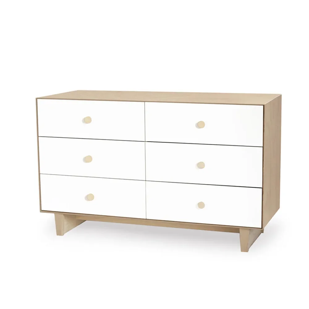 "Oeuf Commode Merlin 6 tiroirs blanc/bouleau pieds Rhea, Couleur des pieds: bouleau image"