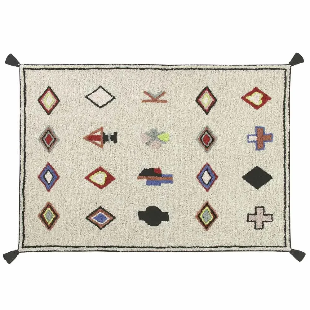 "Lorena Canals tapis Nadoor rouge bleu beige image"