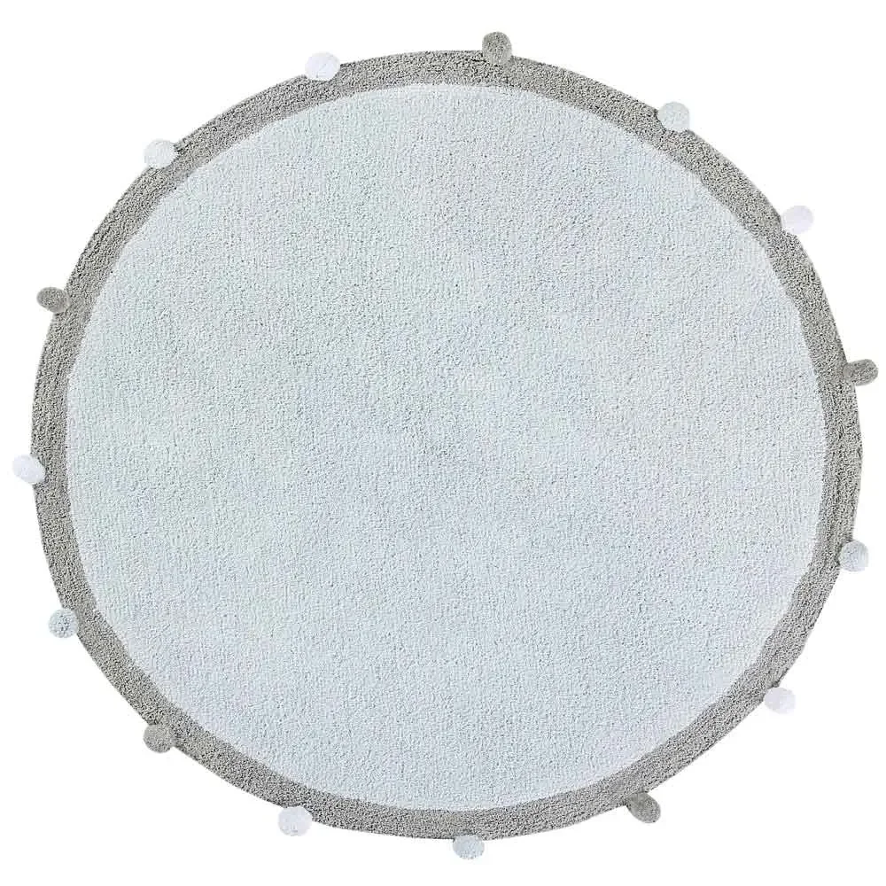 "Lorena Canals Tapis rond coton Bubbly bleu image"