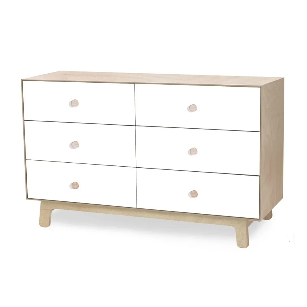 "Oeuf Commode Merlin 6 tiroirs blanc/bouleau pieds Sparrow, Couleur des pieds: noyer image"