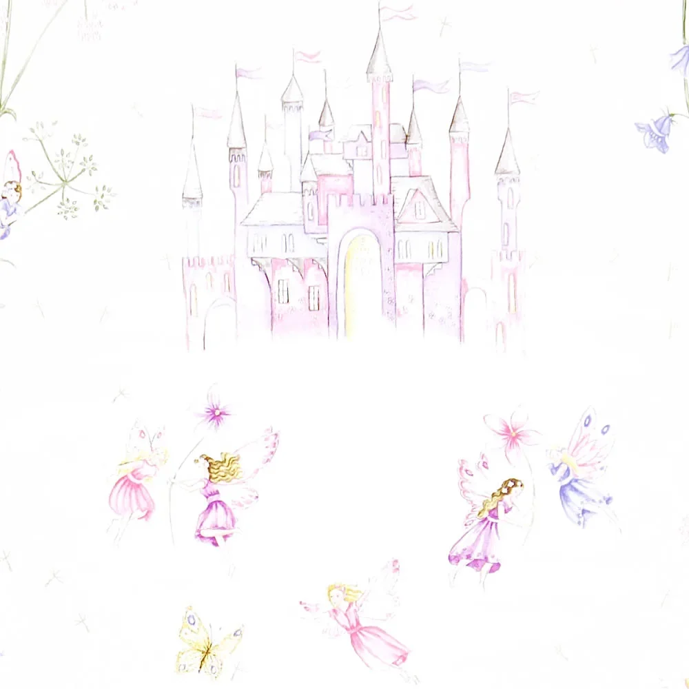 "Little Sanderson Abracazoo papier peint château de conte de fées crème violet rose image"