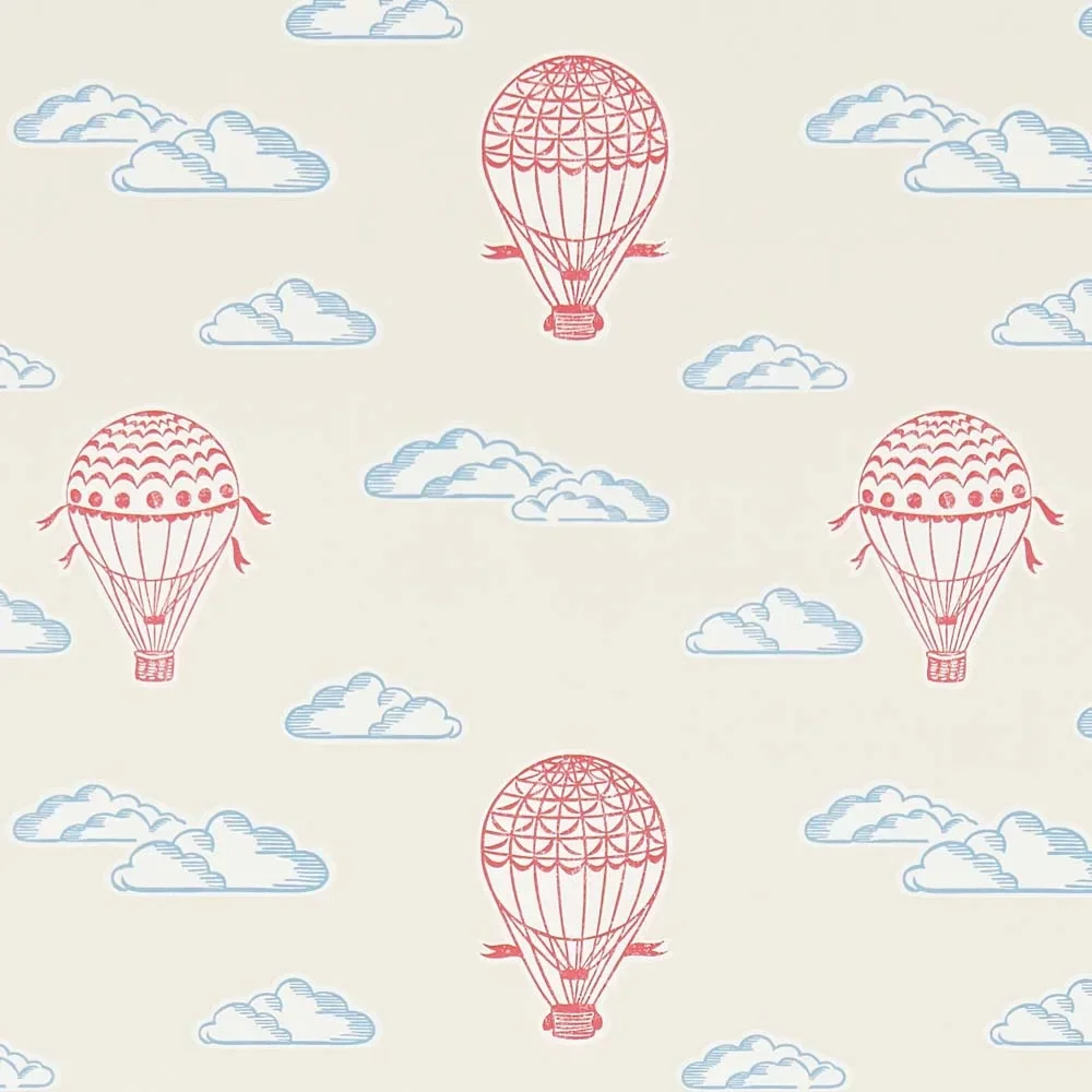 "Little Sanderson Abracazoo papier peint ballons à air chaud beige rouge bleu image"