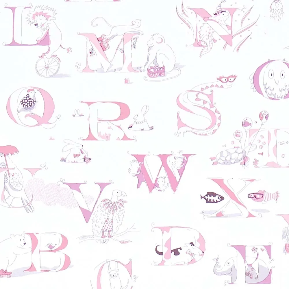 "Little Sanderson Abracazoo papier peint alphabet crème rose image"