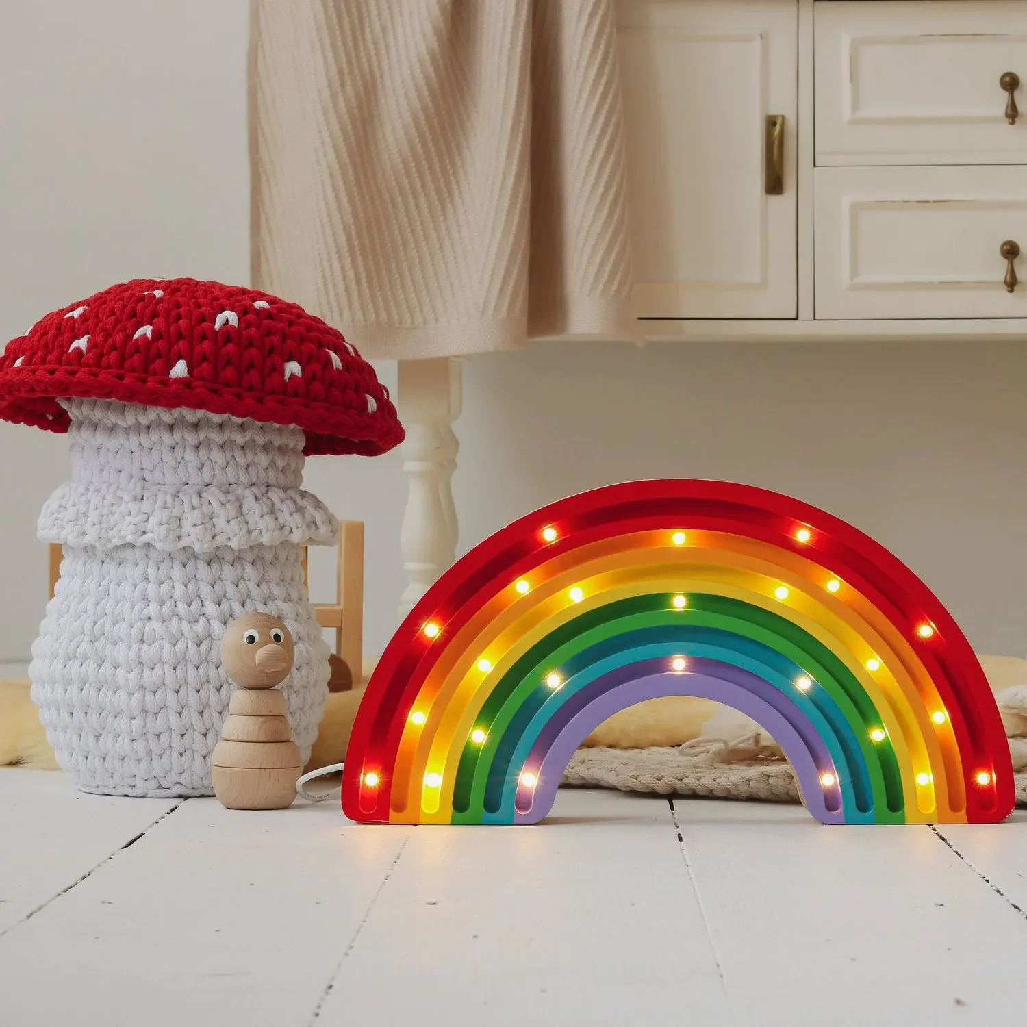 Little Lights Veilleuse pour enfant arc-en-ciel - 100% pin naturel, couleur classique