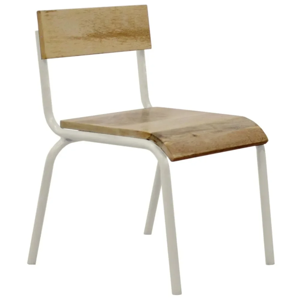 "Set de 2 Chaises Enfants Bois Naturel et Métal Blanc Kidsdepot 35x36x56 cm image"