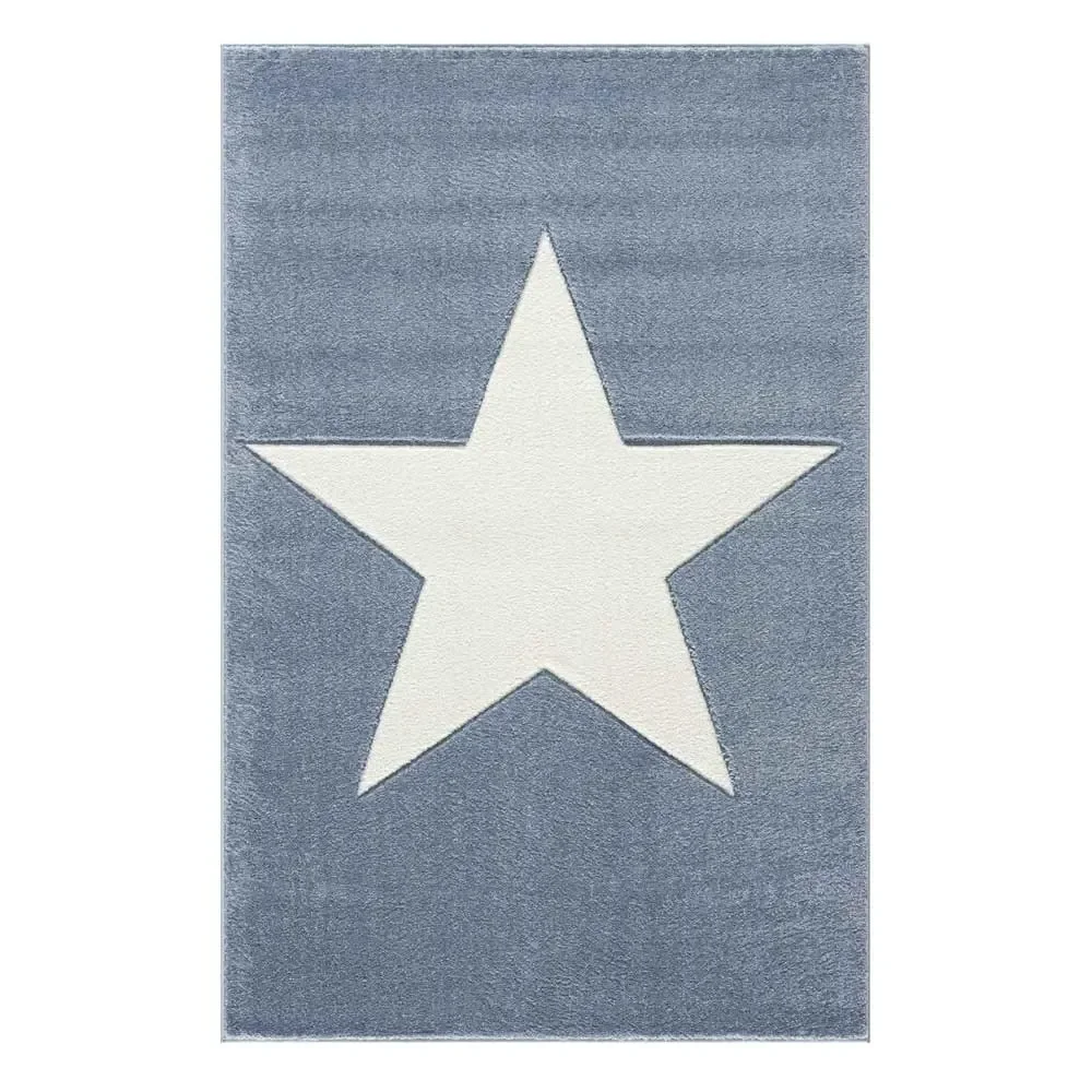"Livone tapis enfant étoile blanc sur bleu, Taille de tapis: 160 x 230 cm image"